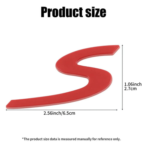 Product size for Red S Logo Emblem For Porsche Tailgate Badge Dope Compatible With 911 991 992 718 Cayenne Panamera Macan 2013 To 2025