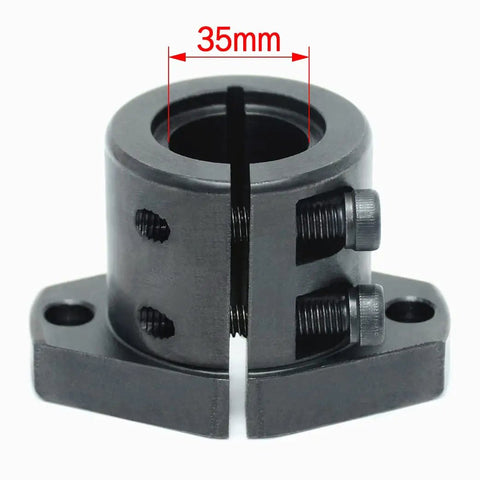 Beefy Heavy Duty Carbon Steel Bracket Guide Shaft Supports With Flanged Slit Strut Clamps And Tube Clamp Connectors, 35 mm Bore