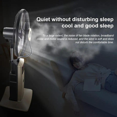 Beat The Summer Heat With This 18 Inch Industrial Grade Misting Floor Fan serving chill air blast, quiet misting while someone sleeps.