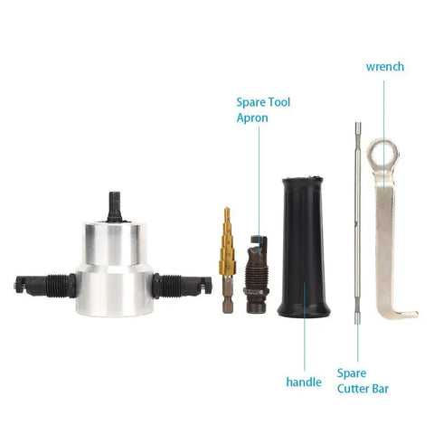 6pcs Double Head Metal Sheet Nibbler Drill Attachment Kit for Thin Steel Air Cutting with tools and spare parts.