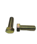 Three Quarters Inch Hex Bolt Yellow Zinc Plated Grade Eight Cap Screw Fine Thread Package Quantity One side view on white surface