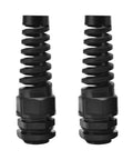 Two Pack NPT Three Quarter Inch Waterproof Cable Gland Cord Grip Strain Relief Connector with Spiral Adjustable Fit Nylon Body and Gaskets