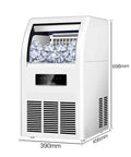 Premium Automatic Ice Cube Maker Pulling Forty Kilos Daily, showing crystal clear view port and ABS housing.