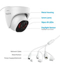 Hardwired Outdoor Security Cam PoE Dome With 5MP HD Night Vision, Smart Human Vehicle Animal Detection, Works With Smart Home