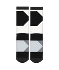 Fresh Black And White Grid Pattern Ankle And Crew Socks Men Women Unisex Athletic Daily Workout Breathable Polyester Blend pair displayed.