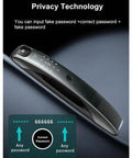 Slick Video Intercom Smart Door Lock With Auto Monitoring Camera Fingerprint Password Antitheft Digital Handle display showing privacy technology and keypad.