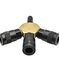 Flat Round Pneumatic Manifold Kit With Three 3/8 Inch Steel Automotive Couplers And One 3/8 Inch Steel Plug Preassembled For Fast Setup