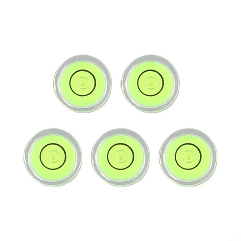 Round Bubble Level 5 Pack for spirit Level for bullseye for Acrylic, featuring five circular bubble levels with bright green liquid.