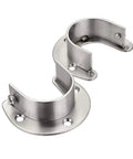 Top Shelf Four Pack Of Closet Rod End Supports And Brackets Secure 1 Half Inch Poles In Sleek Silver supports with mounting holes.