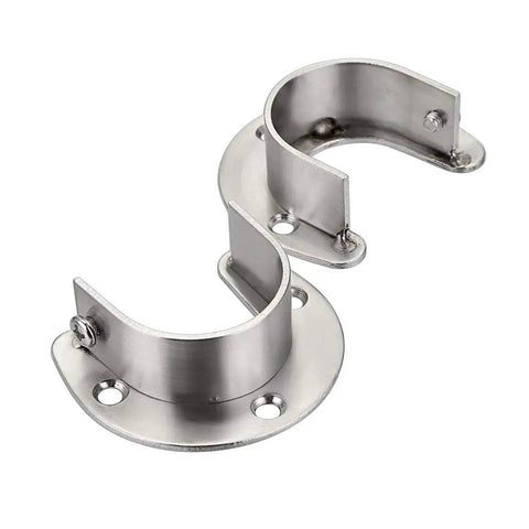 Top Shelf Four Pack Of Closet Rod End Supports And Brackets Secure 1 Half Inch Poles In Sleek Silver supports with mounting holes.