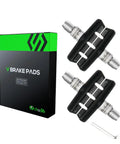 Box and two pairs of black V-Brake Pads 55mm Set for Bikes, 2 Pairs Universal Brake Shoes, with hex wrench included.