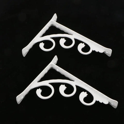 Set Of 2 Heavy Duty Floral Shelf Brackets Made From Lightweight Aluminum, Sturdy Built To Last Wall Mount Corner Braces.