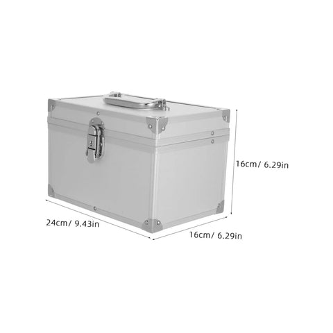 Heavy Duty Aluminum Storage Box With Double Layer And Large Inner Compartment, lightweight toolbox with dimensions marked