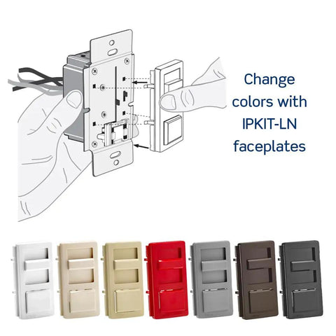 Straight Swap 0 10V LED Dimmer Switch Compatible With Mark 7 Ballasts And Hotels featuring ivory and light almond faceplates installation diagram.