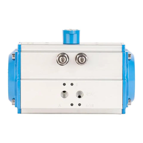 High Performance Single Acting Pneumatic Actuator Aluminum Piston Cylinder For Precision Industrial Valve Control Smooth Angle Adjustment And Zero Drama Setup, front view with connection ports.