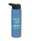 Let A Girl Show You How To Hang Glide Inspired Hang Gliding Stainless Steel Insulated Water Bottle, light blue, side view