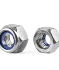 M3 Nylon Insert Lock Nuts 0.5mm Pitch, 160 Pcs, 304 Stainless Steel A2 70 Nylock Nuts, rustproof and heavy-duty