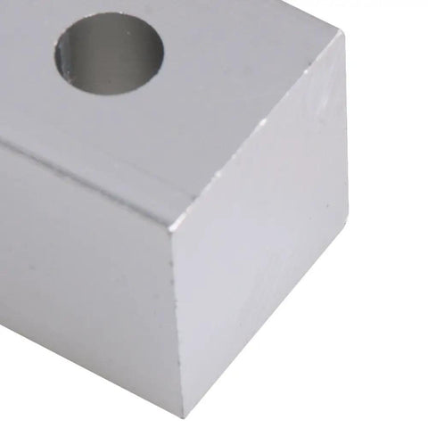 Corner view of 34x30x30mm Silver Ballscrew Nut Housing Bracket For T8 Trapezoidal Screw Seat Aluminum Replacement Mount For 3D Printer And Coding Machine No Fuss Install Precise Linear Motion And Durable Performance.