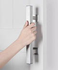 Heavy Duty 12 Inch Barn Door Handle Set With Flush Pull And Finger Pull, Solid Stainless Steel, Two Sided Square Silver Finish