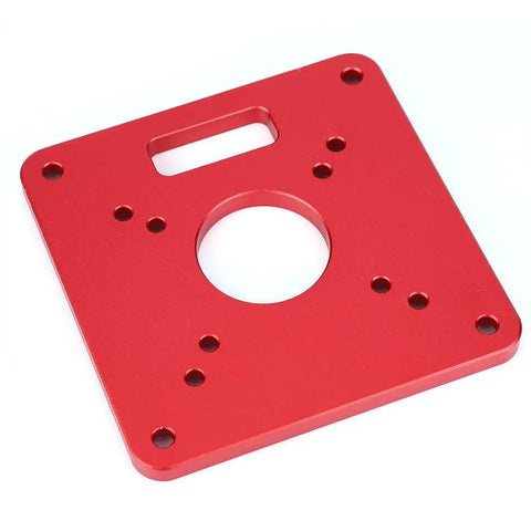 Kickass Router Table Insert Plate Slick Hard Anodized Aluminum 6061 Mount For Makita Routers and Trimming Tools, red aluminum plate.