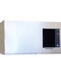 Commercial Grade Air Cooled Ice Maker Producing Five Hundred Pounds Daily Square Cubes showing stainless housing and digital controls.