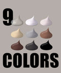 Swatches of nine colors of Pro-Grade Plus Siliconized Acrylic Caulk shown in shades of brown, gray, and black.