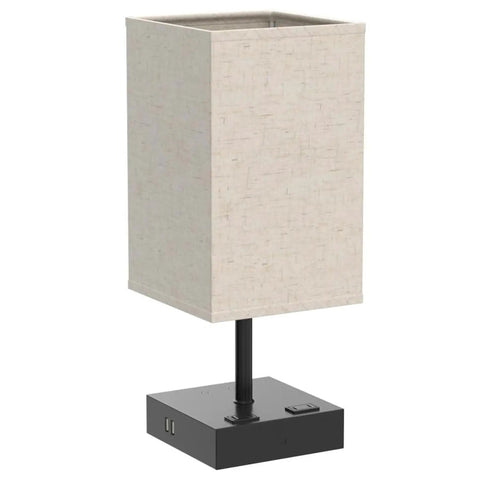 RGBW Touch Lamp With USB Port And AC Outlet, 4 Color Mood Nightstand Light for Bedroom Dorm and Kid's Room in beige