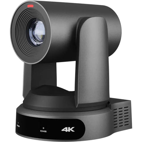 Top Shelf 5 Pack Of 4K PTZ Cameras With 30X Optical Zoom Bundled With A Zero Sweat Joystick Controller And Five Heavy Duty Wall Mounts For Plug And Play Studio Grind, close-up of the camera with lens.