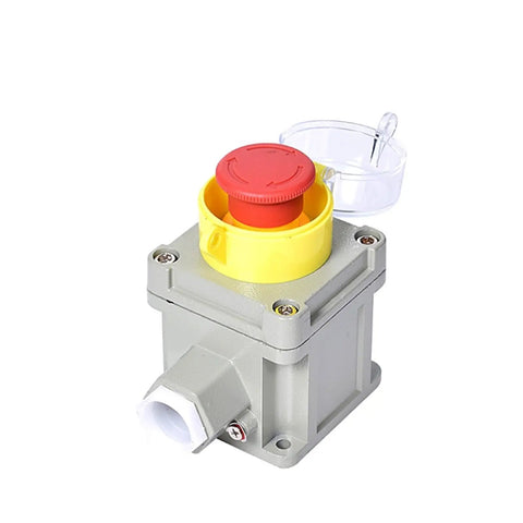 Industrial Explosion Proof Emergency Stop Button Switch With Protective Cover For Safe Shutdown Built Tough Rugged Aluminum Shell Fire Button