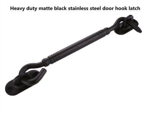 6 Inch Barn Door Lock And Sliding Gate Latch Set In Stainless Steel, black finish, eye hook latch