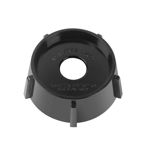 Black jar base from Six Point Fusion Blender Blade Replacement Kit With Jar Base, Two Rubber Seals, Coupling Stud Slinger Pin, And Extra Gasket Set For 4980 4902 Blender Systems, Replacement Parts For Classic Home Blenders Not For Pro 1200 Or Versa