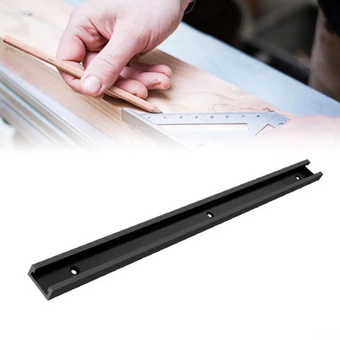 Pro Grade Woodworking T Slot Track 30mm Wide Aluminum Alloy Rail with hands measuring on workspace