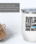 Boating White Wine Tumbler 12Oz For Wind And Water Adventures On Pontoon Boats And Yachts with gift boxes beside.