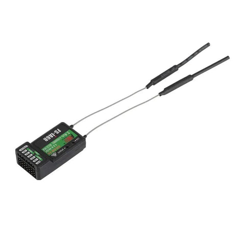Flysky FS IA6B 6 Channel 2.4GHz AFHDS 2A Receiver Compatible With I4 I6 I6S I6X I10 Transmitters, showing compact design.