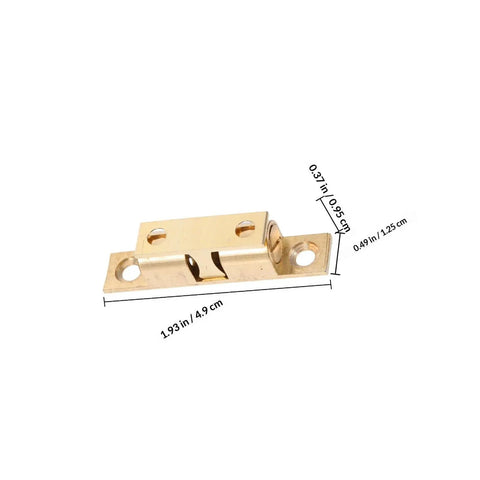 Brass Adjustable Ball Tension Roller Catch Set For Cabinet Doors And Furniture 4 Pack with measurements in centimeters