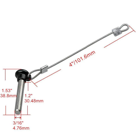 Boat Bimini Top Pin 3/16 Inch Stainless Steel Quick Release Pull Pin With Nylon Head And Lanyard for Ball Socket Deck Hinges No Rust