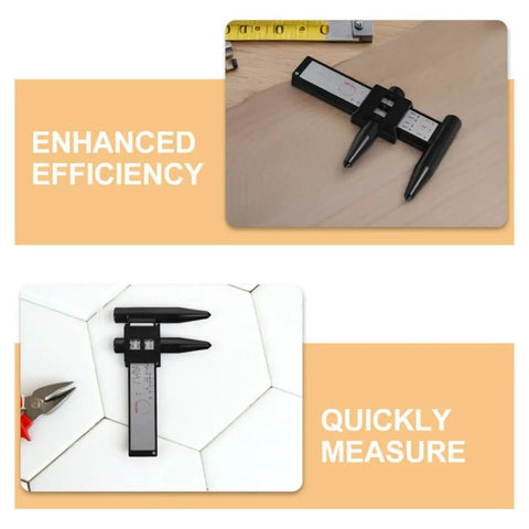2pcs ABS Wheel Bolt Spacing Tool for Wheel Hub Precision Measurement on light background with measurement details.