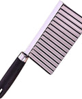 Crinkle-cut potato chopper with stainless steel blade and black handle