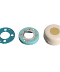 Components of turquoise magnetic craft hole punch with precise positioning for DIY projects and card making