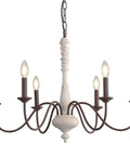 Six Light Farmhouse Chandelier With Dope Vintage Candle Design Rustic Industrial Pendant Lighting In White And Dark Brown