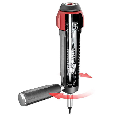 Dead On Gunsmithing Torque Wrench Kit With Full Screwdriver Bit Set and Audible Click Adjustment for No Sweat Scope Ring Installation showing handle and adjustment mechanism.