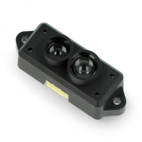 TFmini-S LiDAR Module High Precision ToF Laser Radar Distance Sensor, compact black unit with dual lenses for robotics.