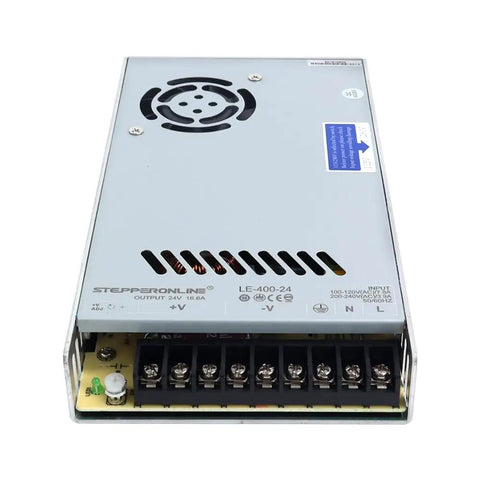 Beefy 400W 24V 16.6A Switching Power Supply For Stepper Motors And CNC Router Kits 115V And 230V Dual Input cooling fan view