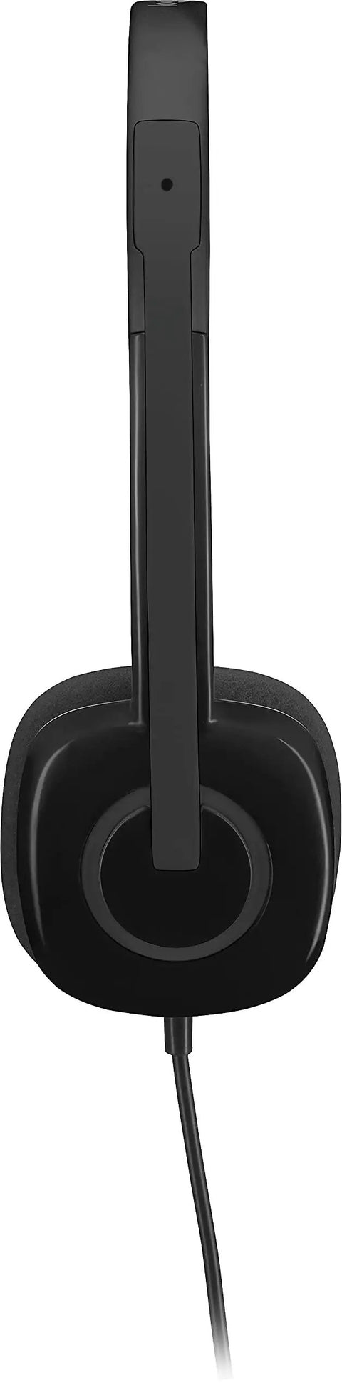 Top Tier 3.5 mm Analog Stereo Headset With Rotating Boom Mic For Crisp Calls, side view showing adjustable headband and foam earpads.