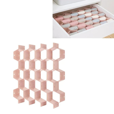 Hella Smooth Honeycomb Drawer Organizer For Closet That Fits Like A Glove And Frees Up Major Space Using Sturdy Abs Plastic Grids shown in pink.
