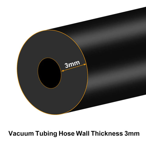 Detailed view of 3mm wall thickness on Six Piece Silicone Vacuum Tubing Hose Kit For Automotive Use, black silicone hose