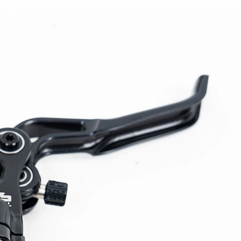 Close-up of Falcon Pro And GT Brake Levers Adjustable Folding Handle with pivot for E Moto Hydraulic Braking System