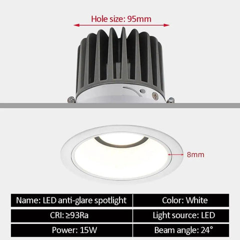 12 Pack 15W LED Recessed Lights Slick Dimmable Downlights With Knockout Brightness And Flexible Beam Angles Tight Ultra Thin Aluminum Housing For Smooth Ceiling Install, showcasing white LED anti-glare spotlight design.