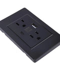 Rock Solid Usb C Wall Outlet With Dual Charging Ports And Smart Overload Protection Flame Retardant Faceplate 15 Amp Us Plug showing a black dual plug and USB outlet.