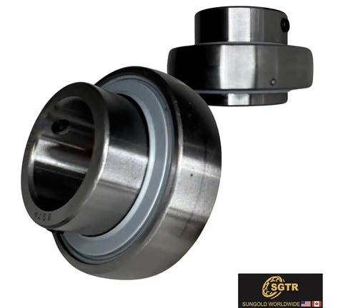 4 Pack Premium UC205-16 Chrome Steel Bore 1 Inch Insert Ball Bearings With Set Screws And Lubrication Hole, Spherical OD, Fits P205 F205 FL205 T205 PA205 FA205 FB205 And More Housings, chrome steel bearing shown